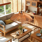 1-Light Double Layer Hemp Rope Weaving Umbrella Pendant Light Kitchen Pendant Ceiling Lighting