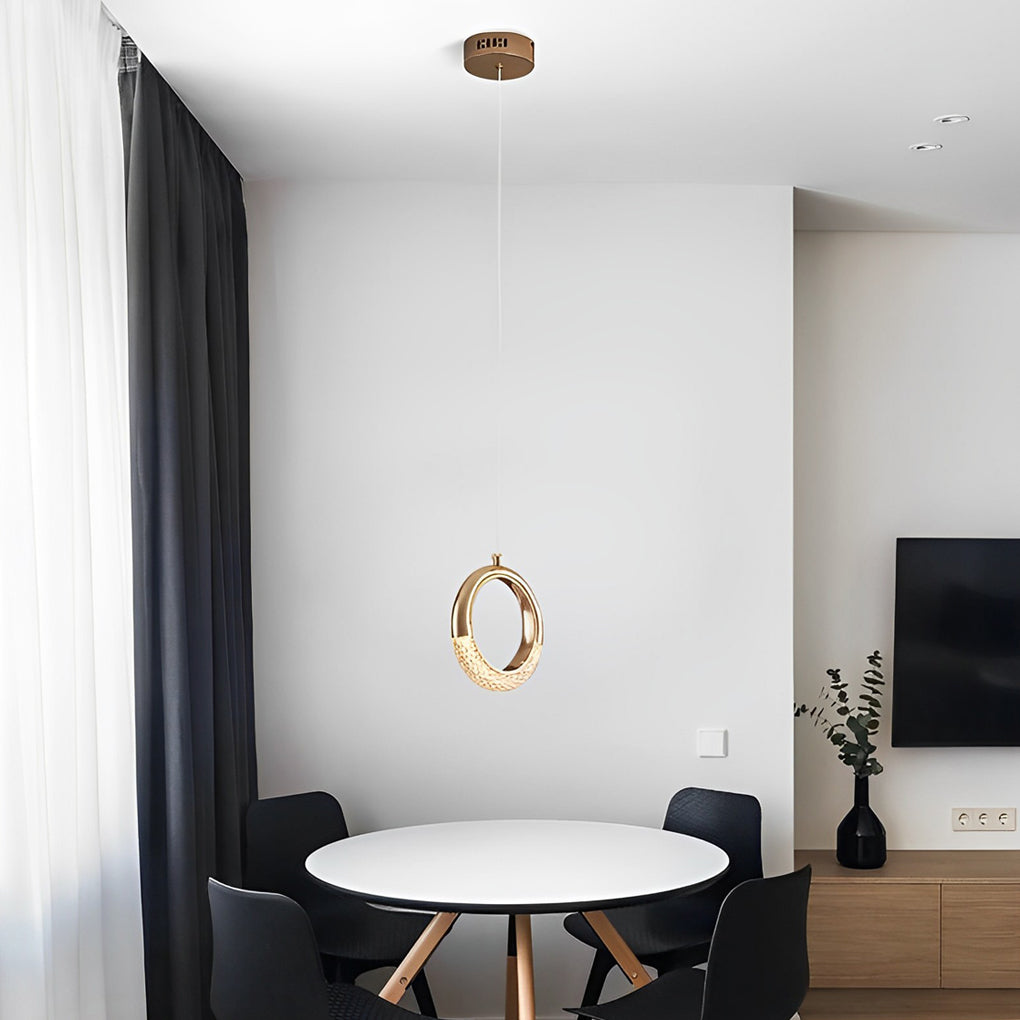 Ring Shaped LED Electroplated Metal Modern Pendant Light Hanging Lamp