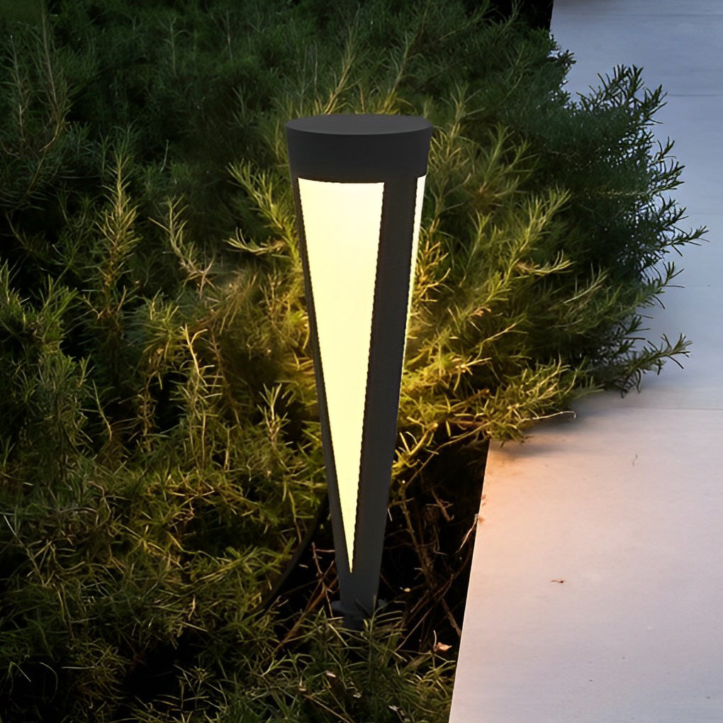 Round Gray Solar Outdoor Light Waterproof LED Lawn Lamp