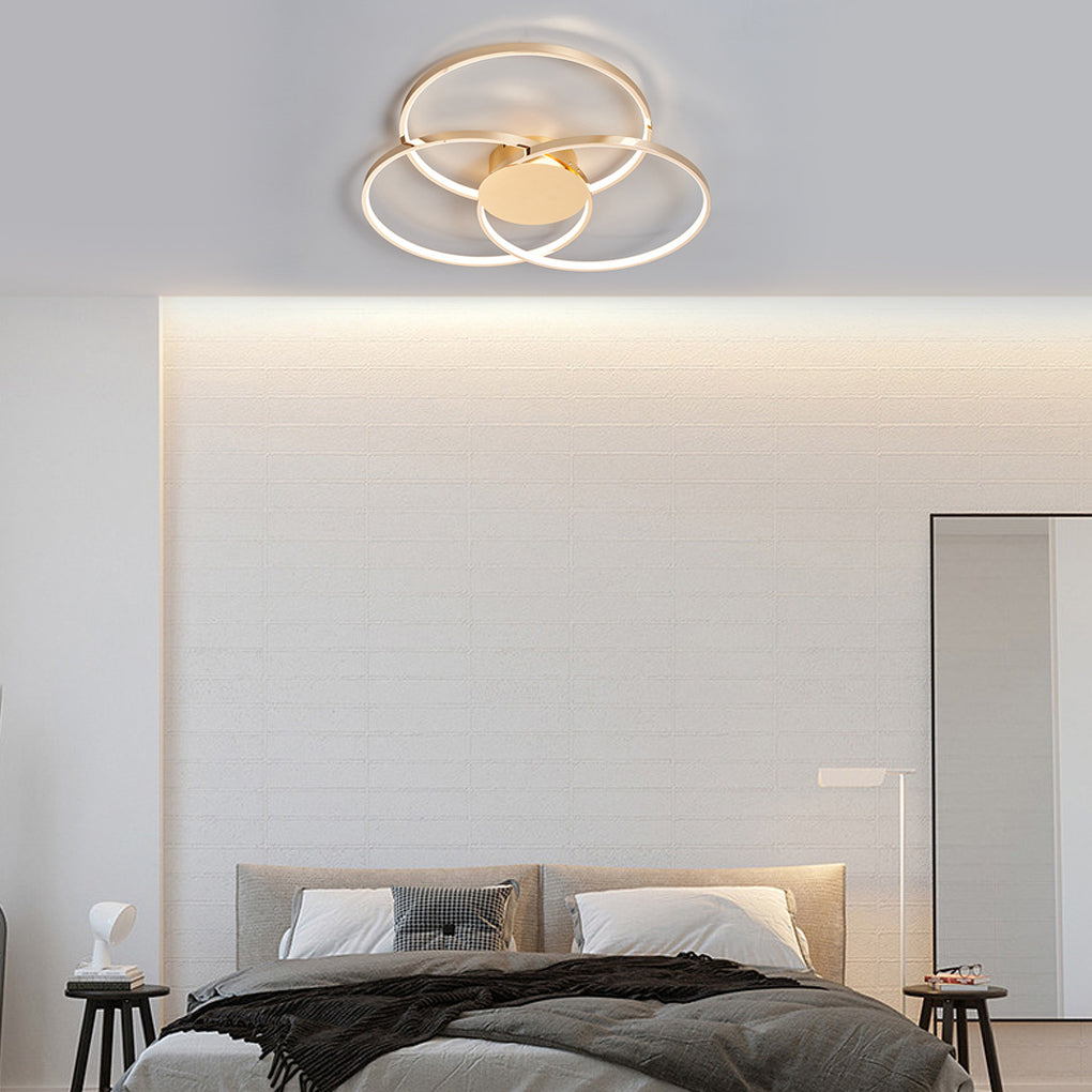 Three Rings Stepless Dimming Electroplated Metal Nordic Ceiling Lights