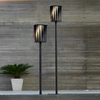 Stainless Steel Outdoor Floor Lamp with Rotating Design and Vertical Slats