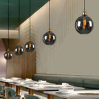 [Open-Box]Retro Creative Glass Electroplated Smoke Gray Industrial Pendant Lamp