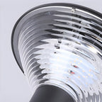 Contemporary Tapered Solar LED Pathway Light Black Cylindrical Outdoor Lighting