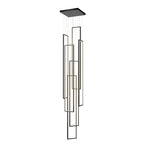 6 Rectangular Frame Aluminum LED Black Nordic Duplex Stair Chandelier