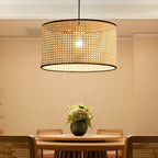 Farmhouse Round Bamboo Hanging Pendant Light Kitchen Lighting Dining Room Lighting Ceiling Light