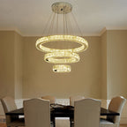 Luxury Crystal LED Chandelier 3-Tier Geometric or Stacked LED Pendant light