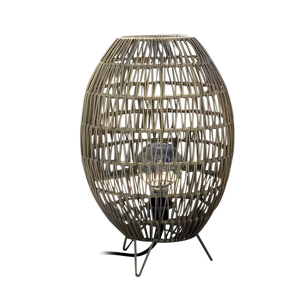 Elegant Handmade Rattan Oval Cage Outdoor Floor Lamp