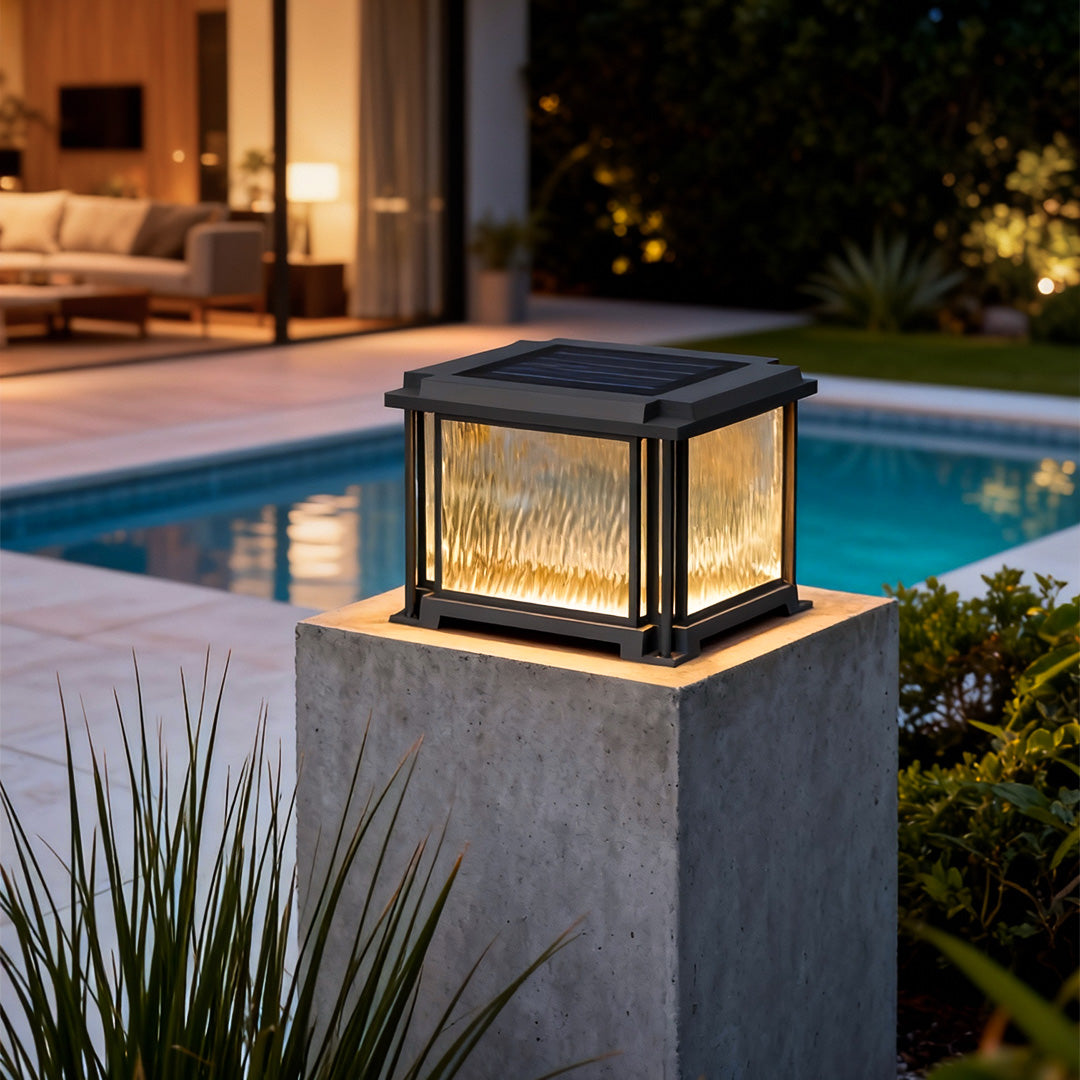 LED Gate Pillar Lights Outdoor Waterproof Black Square Light