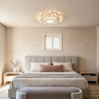 Modern White Flush Mount Light Crystal Ceiling Light