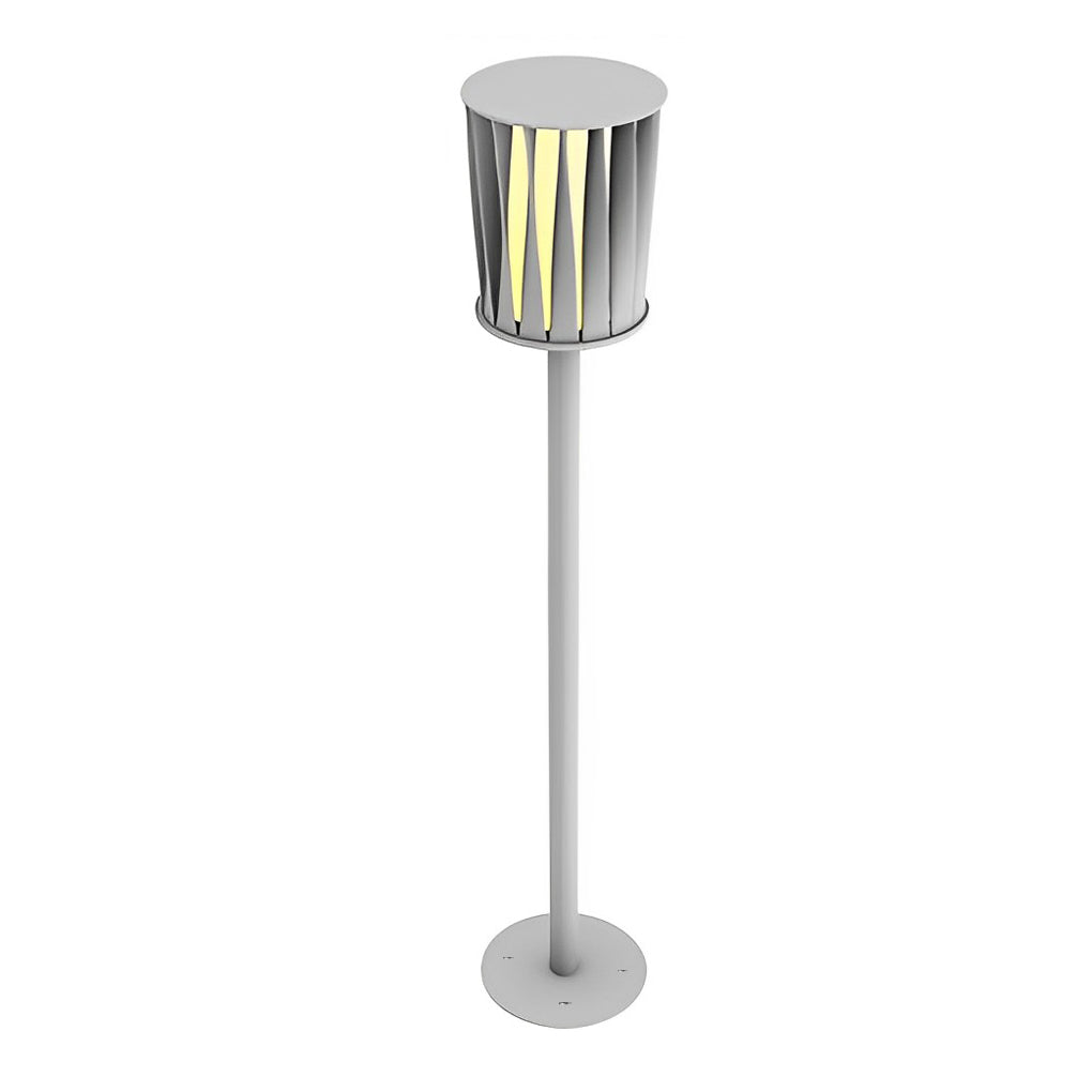 Stainless Steel Outdoor Floor Lamp with Rotating Design and Vertical Slats