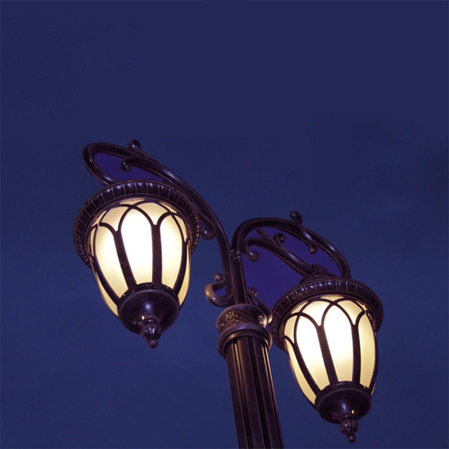 2 Head 118'' Aluminum Waterproof LED Black European Style Street Lights