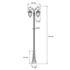2 Head 118'' Aluminum Waterproof LED Black European Style Street Lights