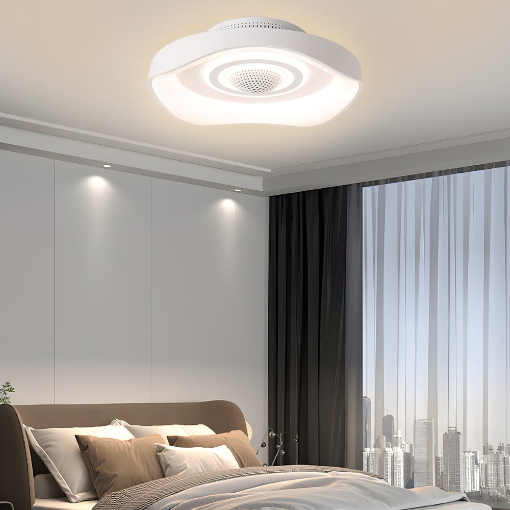 [Open-Box]20'' Modern Round Bladeless Ceiling Fan with Dimmable LED Light