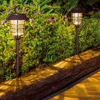 22.8-inch Solar Pathway Lights with Hat Top and Wire-Circled Lampshade