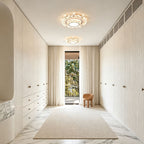 Modern White Flush Mount Light Crystal Ceiling Light