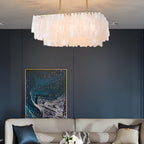Traditional Classic Metal Capiz Shell Chandelier 3 Bulbs