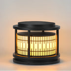Round Retro Pattern Waterproof LED Black Modern Solar Fence Post Lights