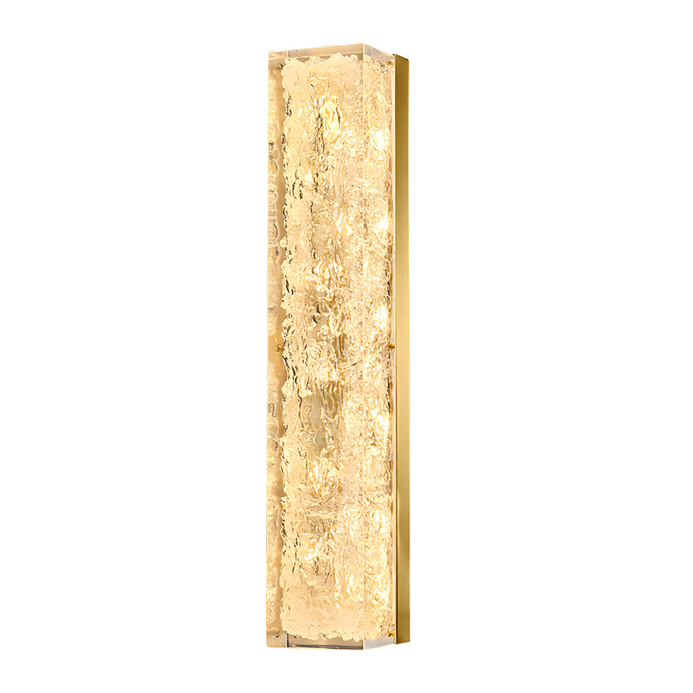 Modern Brass LED Wall Sconces Rectangle Wall Light in Ice Resin