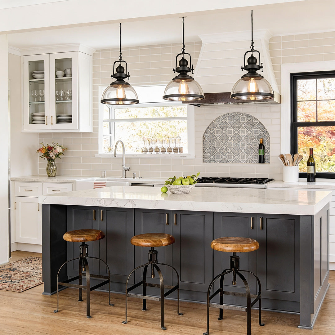 Clear Glass Pendant Lighting Retro Industrial Ceiling Light