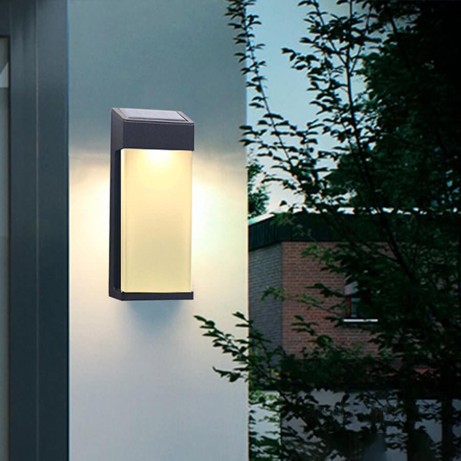 2PCS Contemporary Solar LED Wall Light with High Hardness Glass for Outdoor Gardens