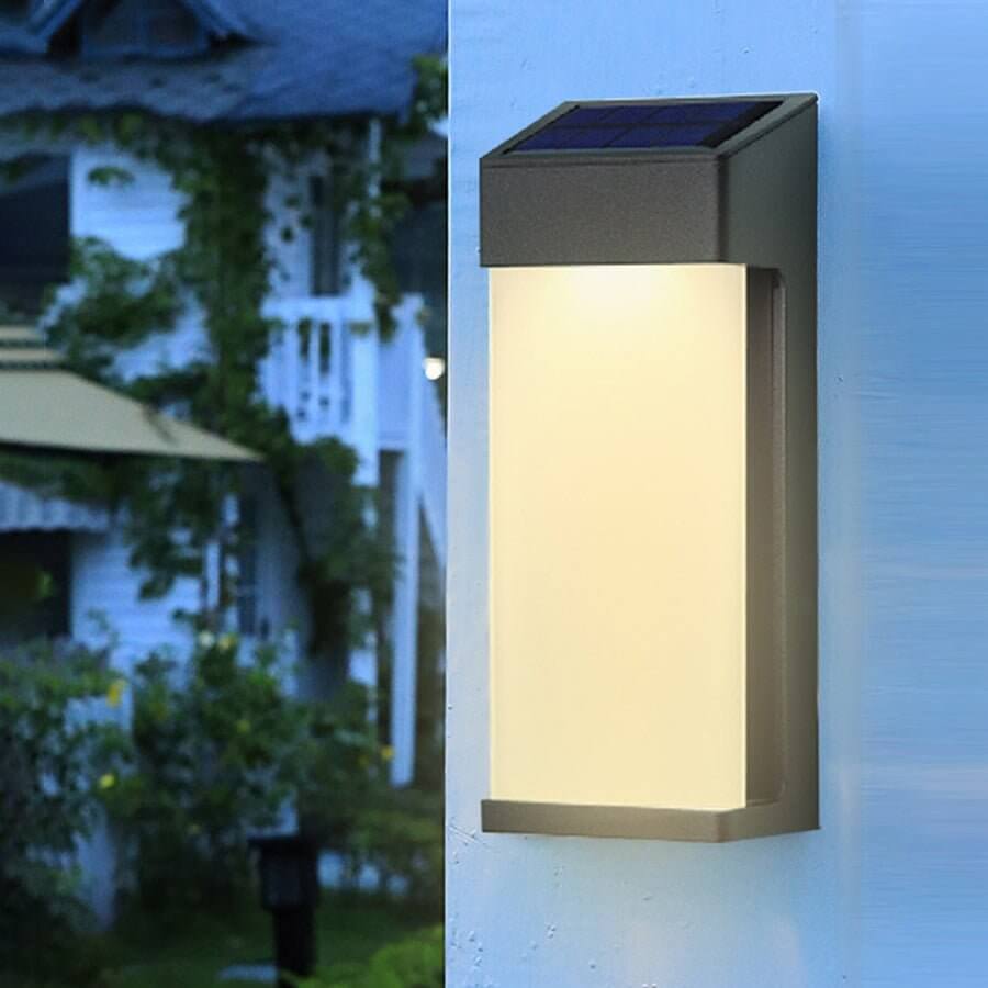 2PCS Contemporary Solar LED Wall Light with High Hardness Glass for Outdoor Gardens