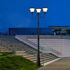 3-Light Black Finish Traditional Outdoor Street Lights with Post Top