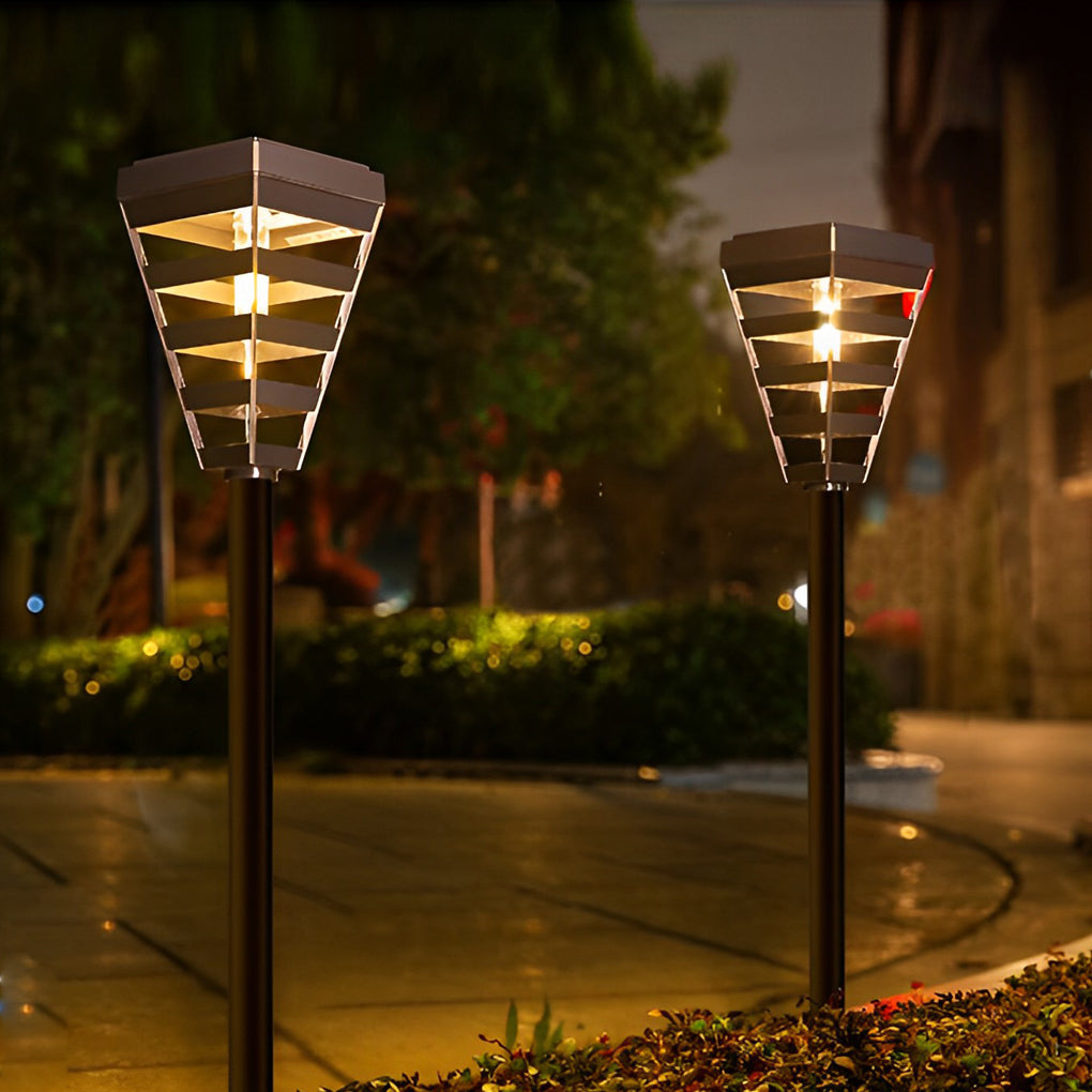 Smart Solar Black Outdoor Post Light Weatherproof LED Lawn Lamp with Intelligent Light Control