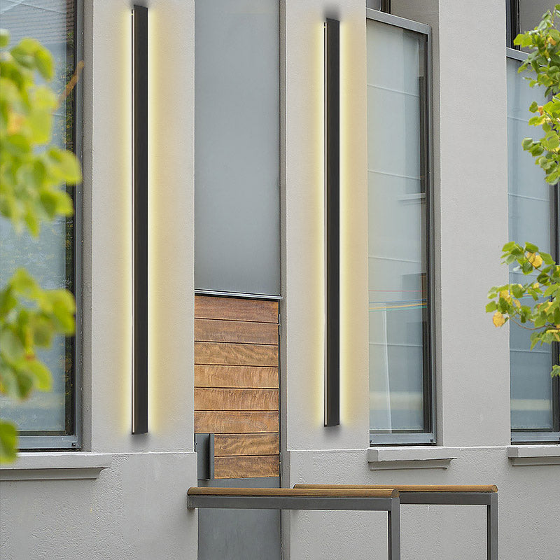 LED Long Linear Metal Waterproof Black Minimalist Outdoor Wall Lights