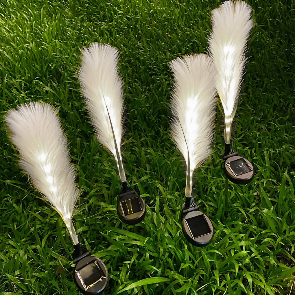 2PCS Hairy Reed LED Solar Lawn Lamps