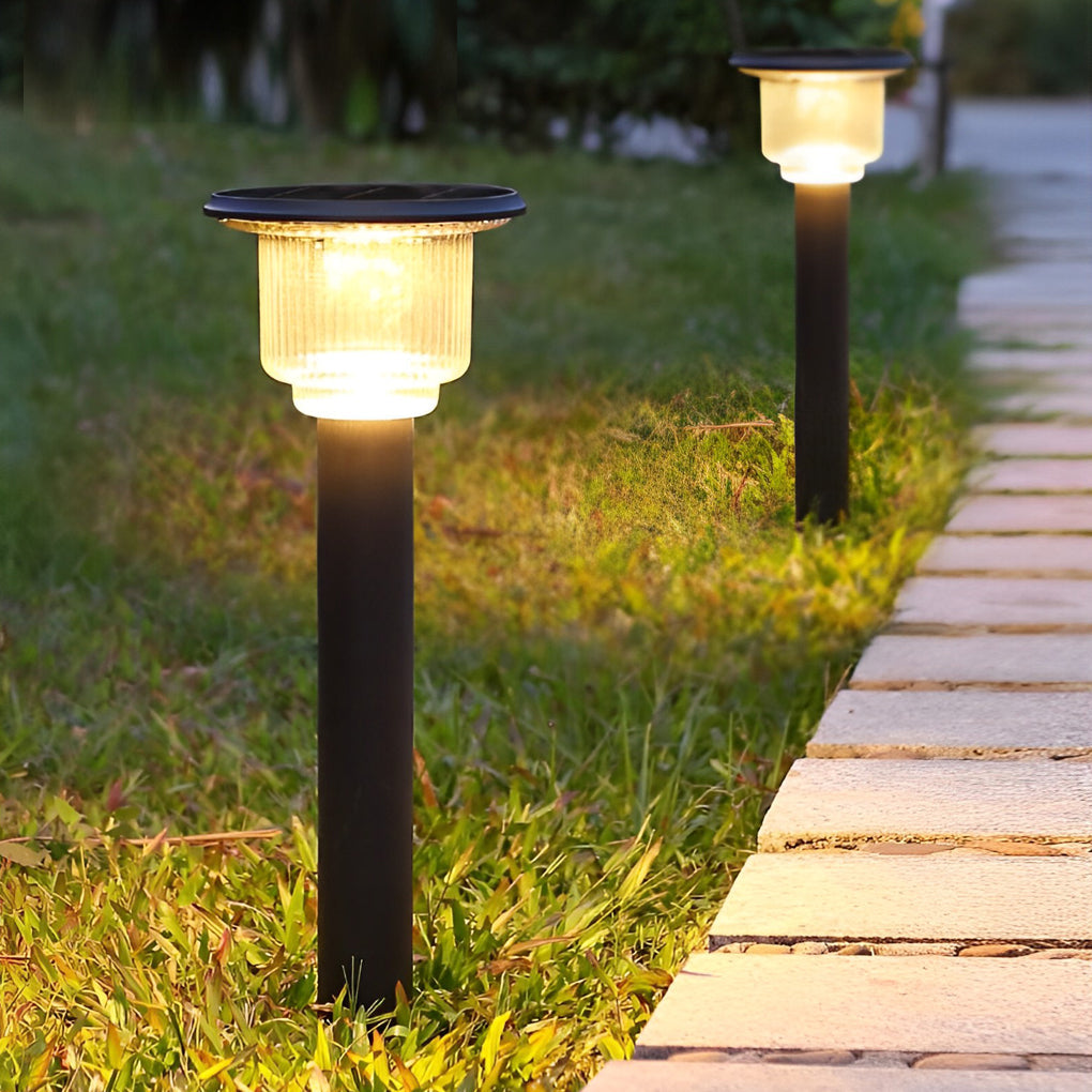 Modern Matte Black Solar LED Adjustable Brightness Outdoor Pathway Lighting