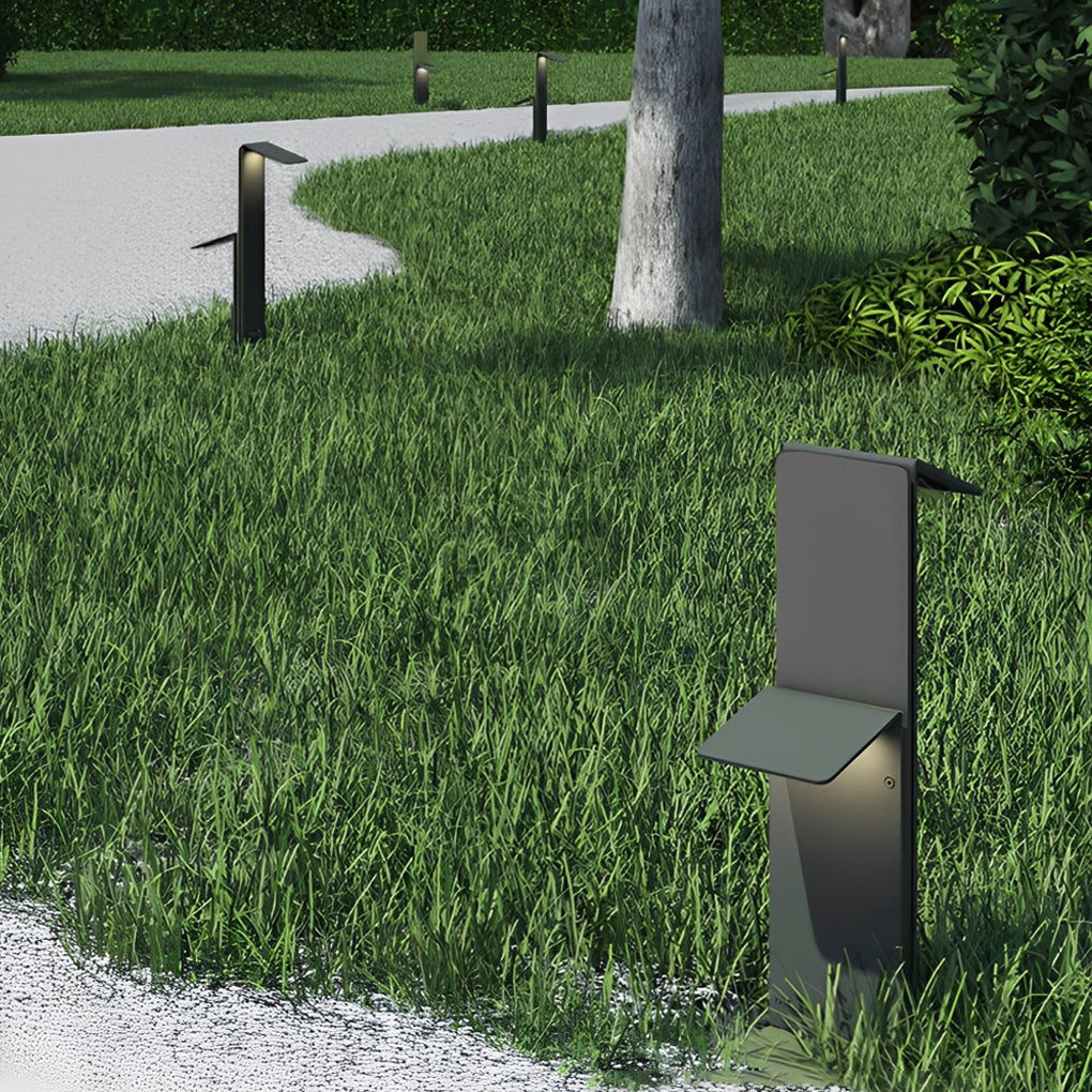 Modern Vertical LED Solar Pathway Lights Dual Panel Downlighting Design
