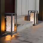 Gray Retro Aesthetic Waterproof LED Outdoor Pathway Cuboid Lantern