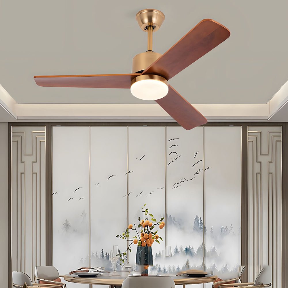 42/52 LED 3-Blades Wood Ceiling Fan Light with Remote