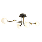 4/6/8-Light Modern Sputnik Globe Semi-Flush Mount Light with White Glass Shade