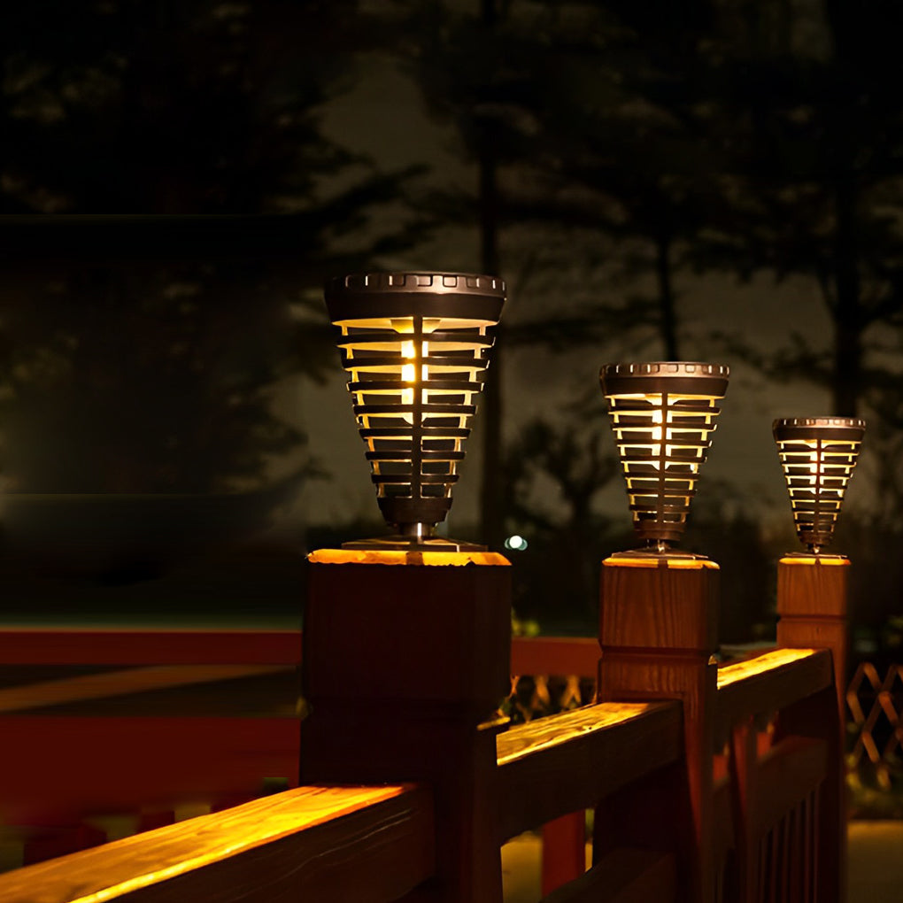 Open Multi-Ring Cone Shape Solar LED Garden Pathway Lights