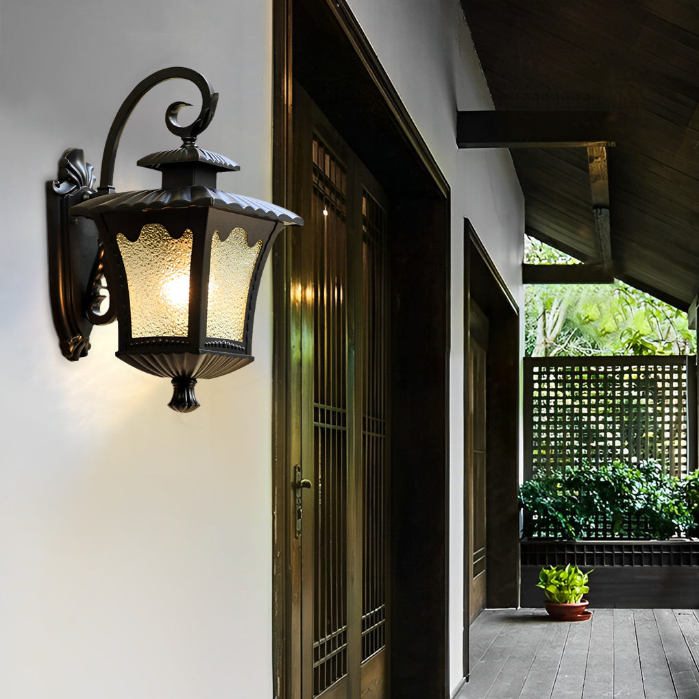 Creative Retro Glass Lantern Waterproof LED European-style Wall Lamp