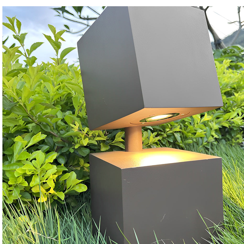 Modern Black Geometric Solar Lawn Light Waterproof & LED Illumination