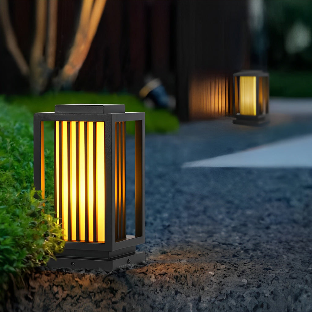Modern Black LED Cage Pathway Lawn Lights
