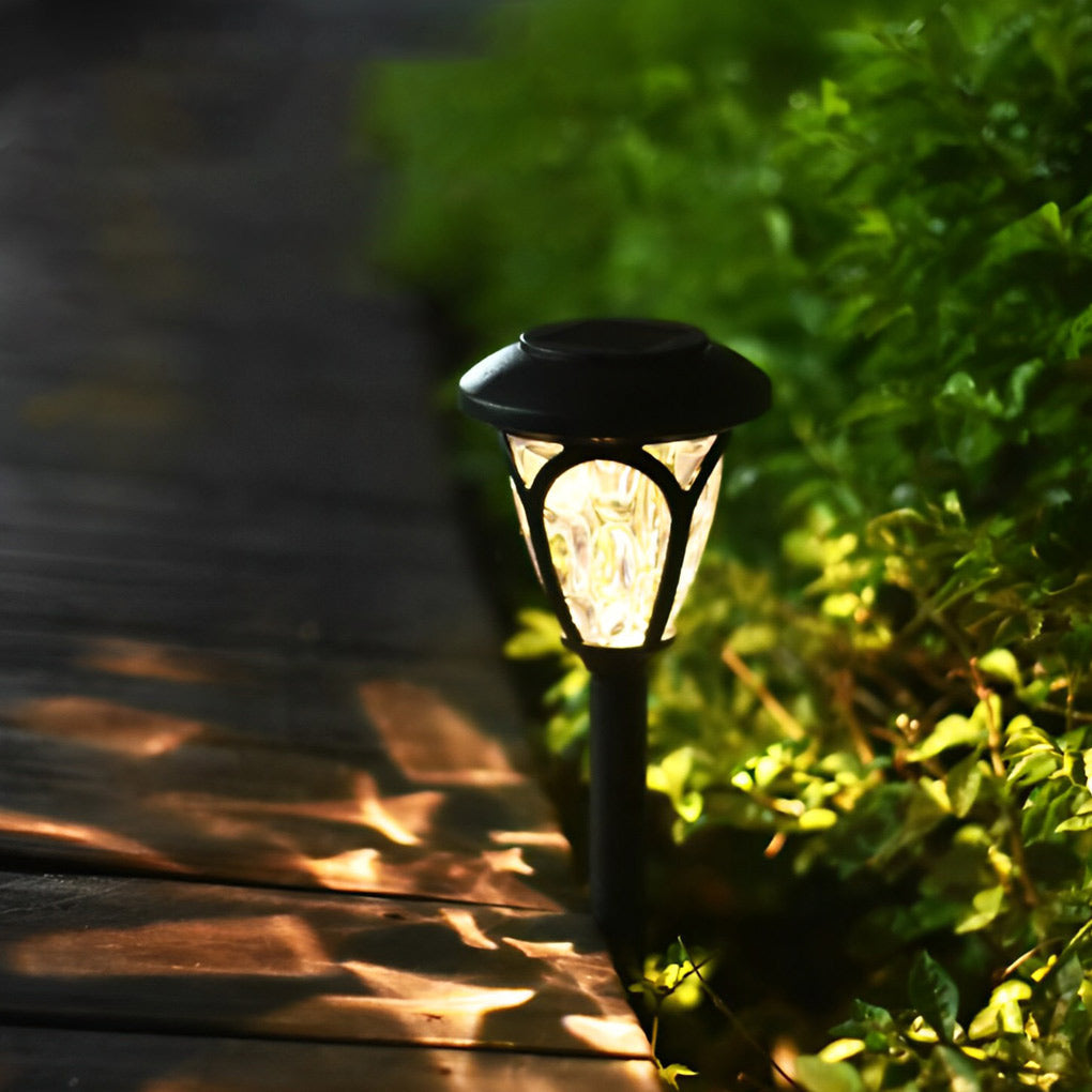 2PCS Intelligent Solar LED Lawn Lamps with Black Opaque Glass Lampshade
