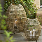 Elegant Handmade Rattan Oval Cage Outdoor Floor Lamp
