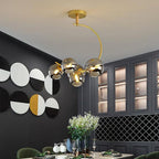 Nordic Style 5-Lights Cluster Globe Chandelier Gold and Black Ceiling Lights