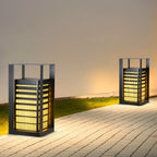 Black Industrial LED Outdoor Pathway Lantern - Building-Inspired Cuboid Design