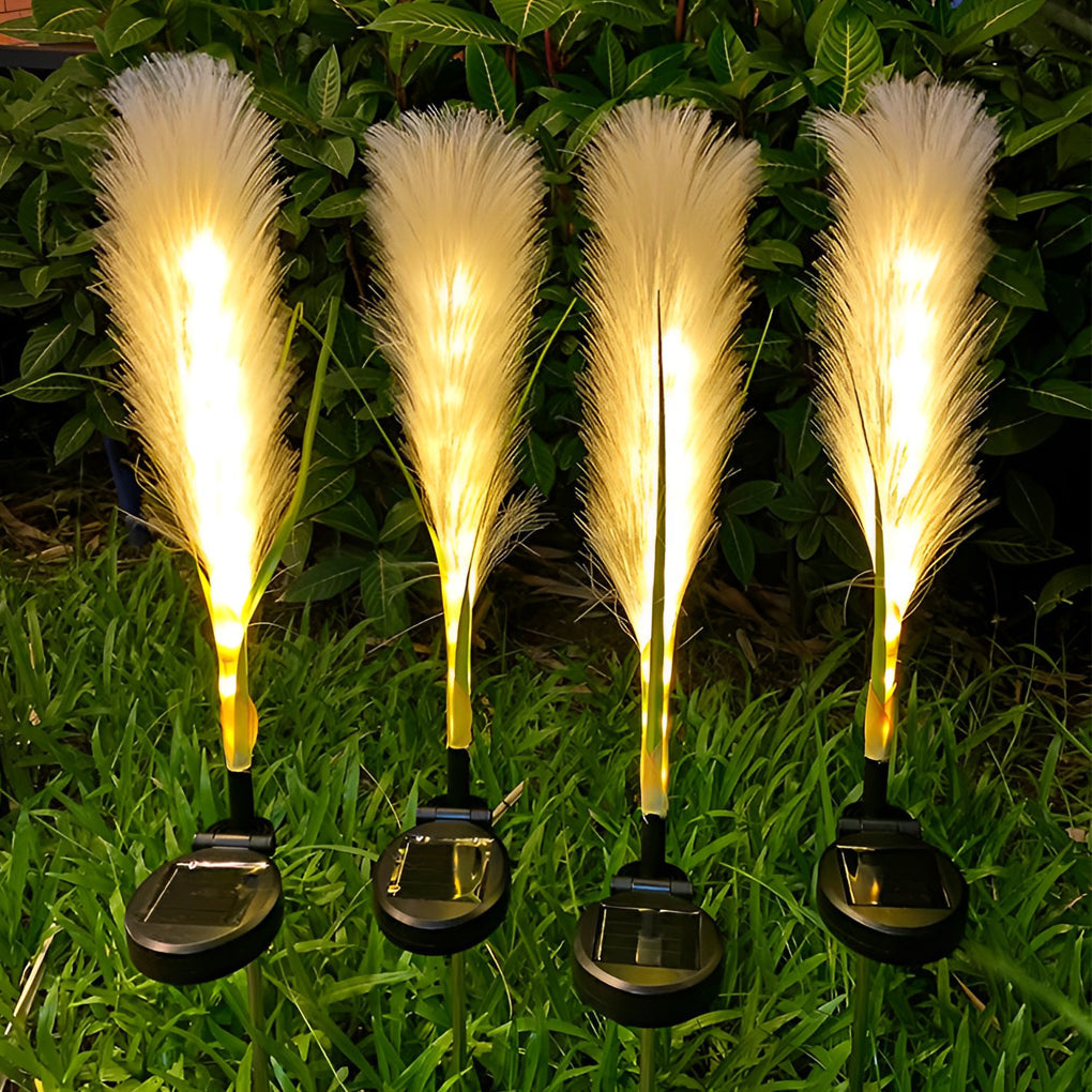 2PCS Hairy Reed LED Solar Lawn Lamps