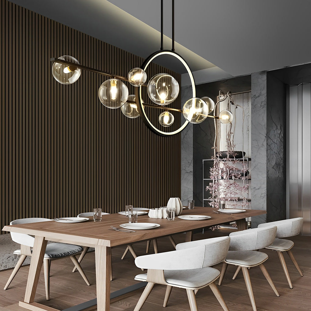 Moon Glass Bubbles LED Black Postmodern Dining Room Chandeliers