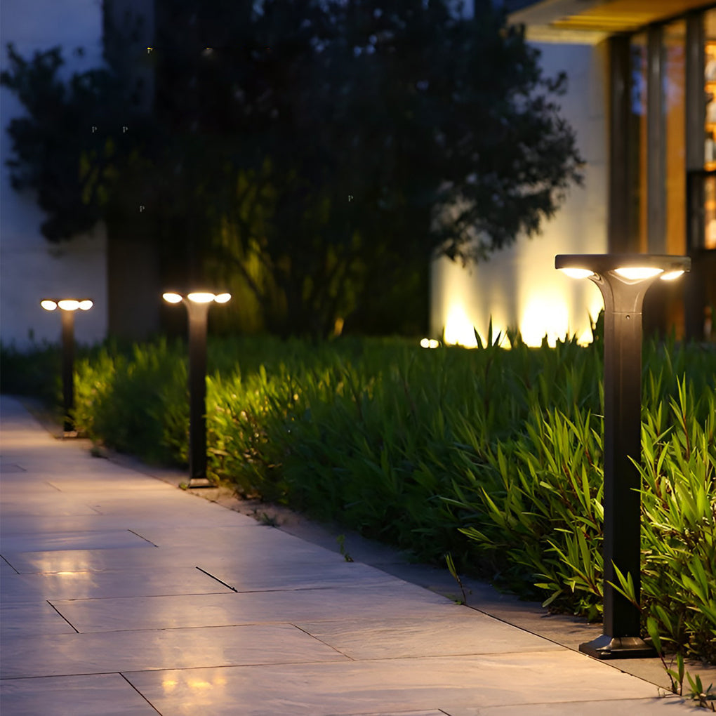 4-Light Square Waterproof LED Outdoor Path Lights - Solar & Hardwired Options