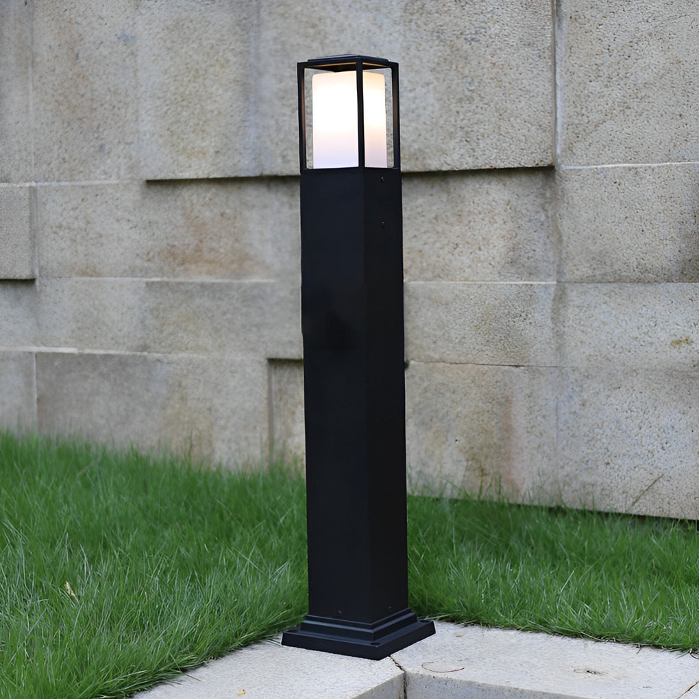 31.49 Inch High Black Aluminum Bollard Path Lights Elegant Square Outdoor Lighting