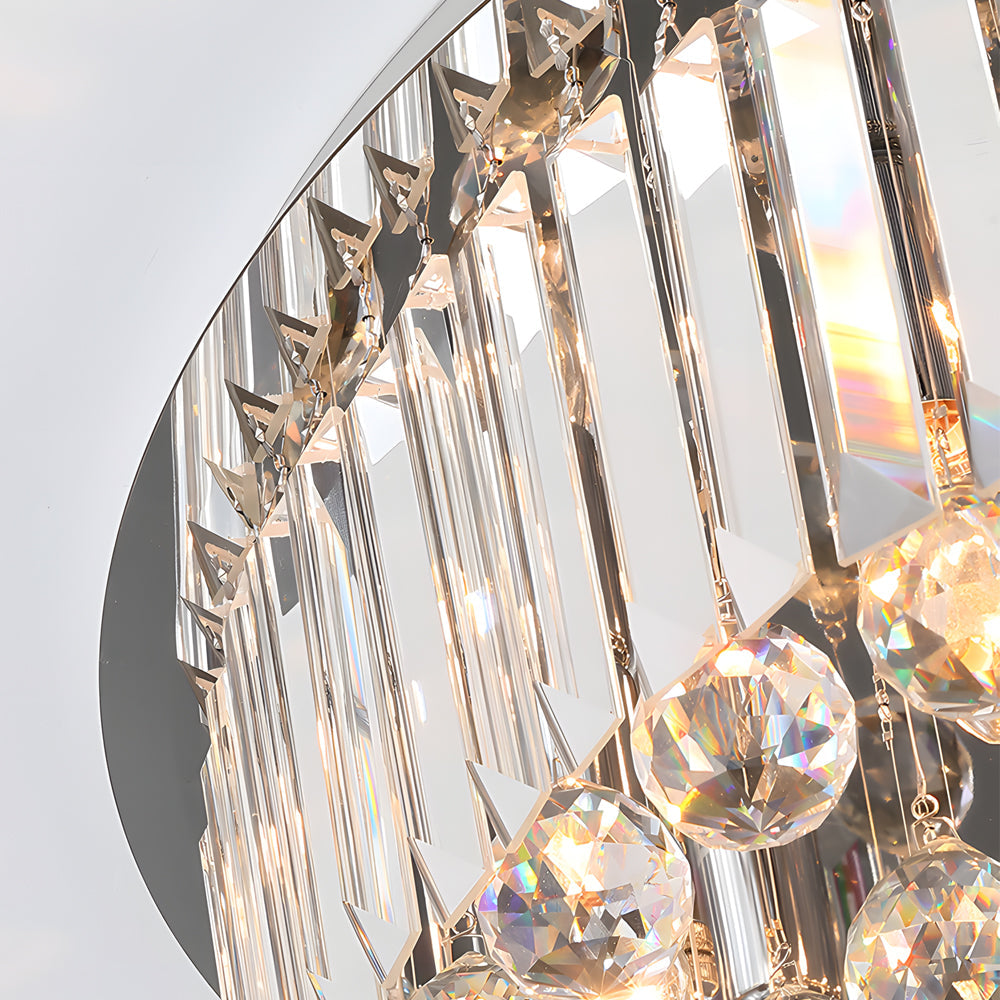 Round Crystal Flush Mount Light Luxury Modern Ceiling Light