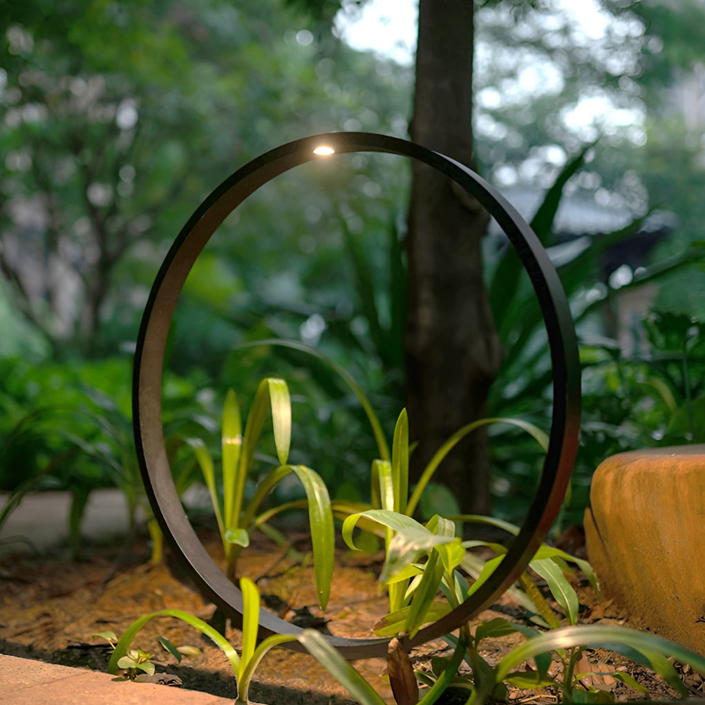 Elegant Circular COB Pathway Light Modern Black Ring Design