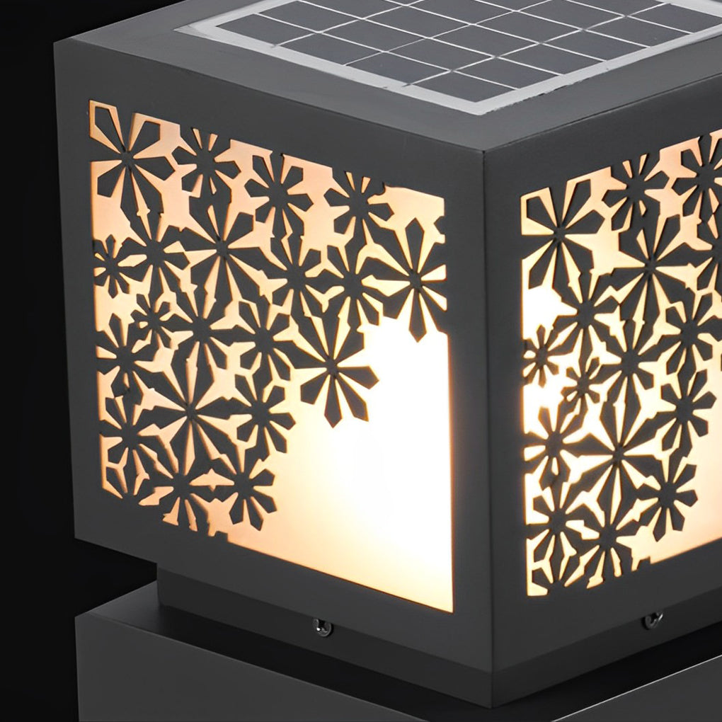 Elegant Snowflake Solar LED Bollard Light Modern Outdoor Waterproof Lawn Lamp