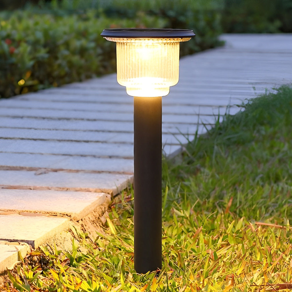Modern Matte Black Solar LED Adjustable Brightness Outdoor Pathway Lighting